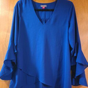 Vince Camuto Blue Flutter Sleeve Blouse (S) Small